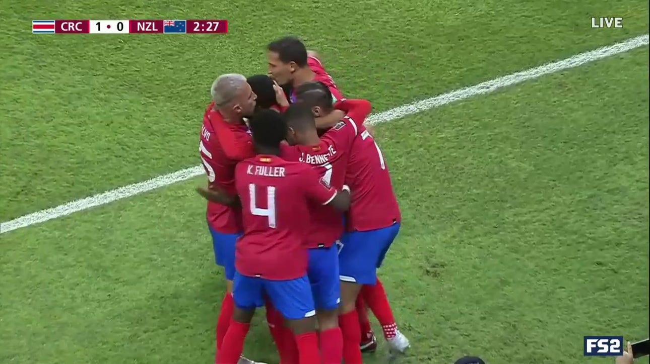 Costa Rica takes an early 1-0 lead after Joel Campbell's strike was deflected but goes into the back of the net
