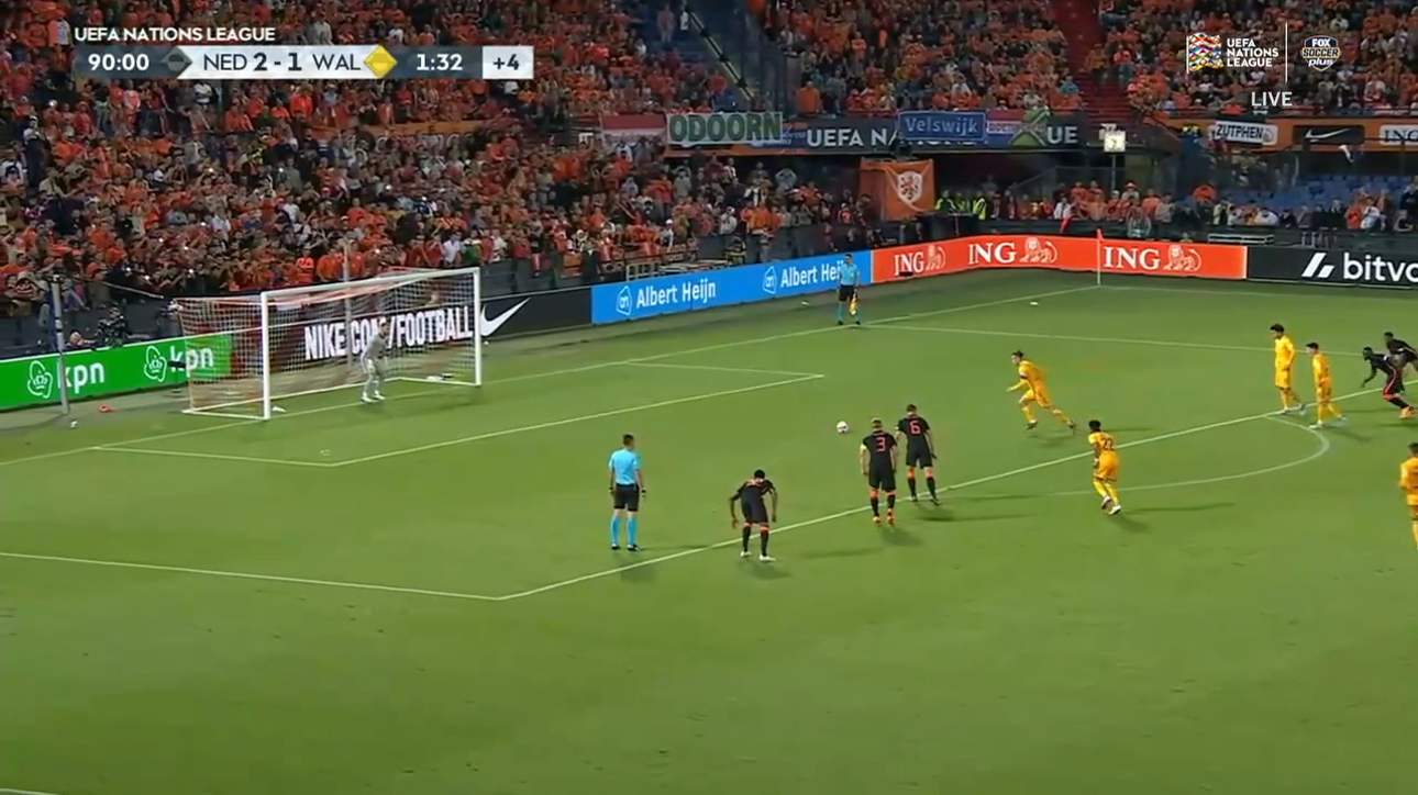 Gareth Bale scores on a penalty kick in stoppage time to even the score against the Netherlands