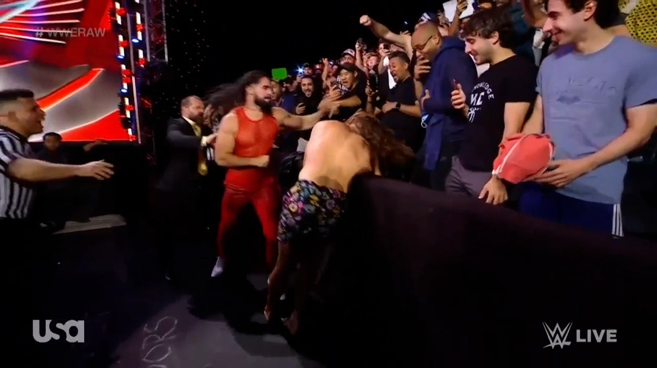 Seth Rollins and Riddle brawl through the crowd on Monday Night Raw | WWE on FOX