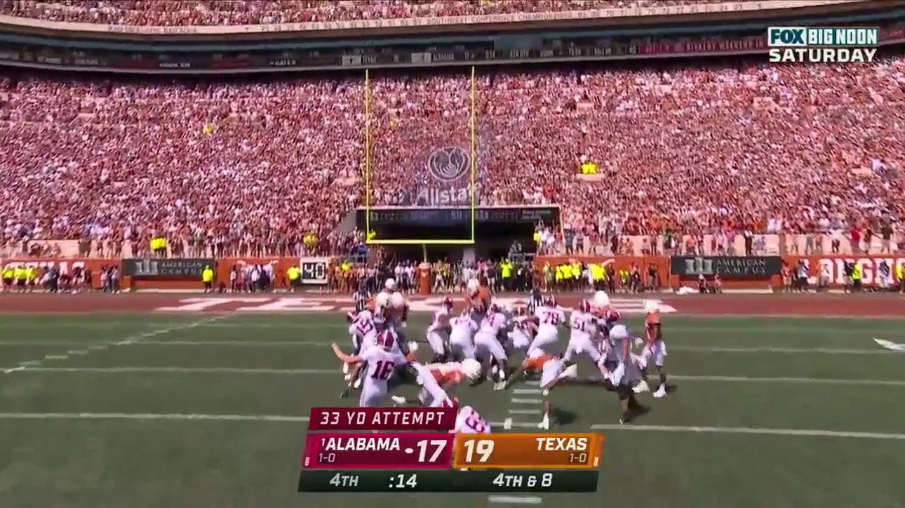 Alabama hits the go-ahead field goal with 10 seconds left to take the 20-19 lead