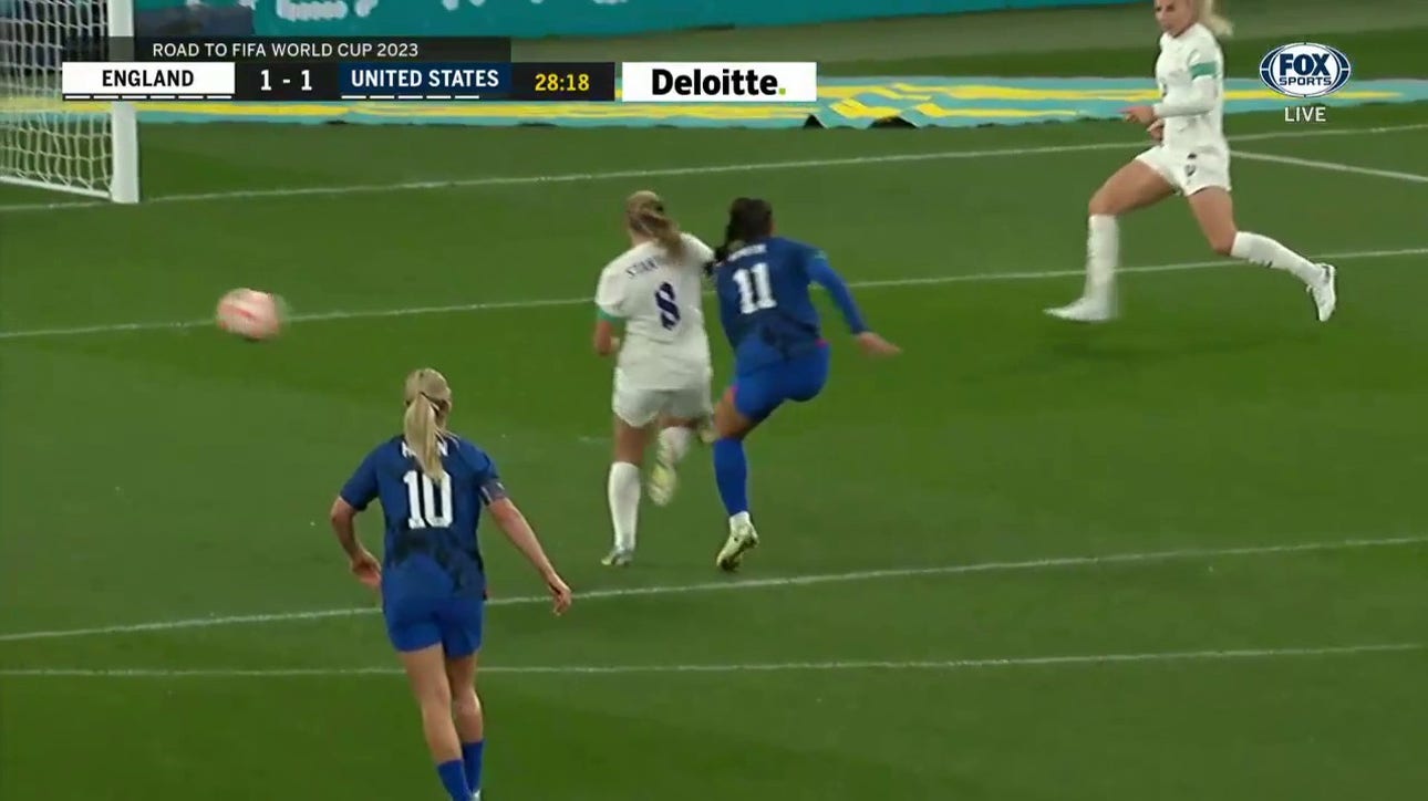 Sophia Smith scores after capitalizing on a costly turnover and brings the US to a 1-1 tie with England