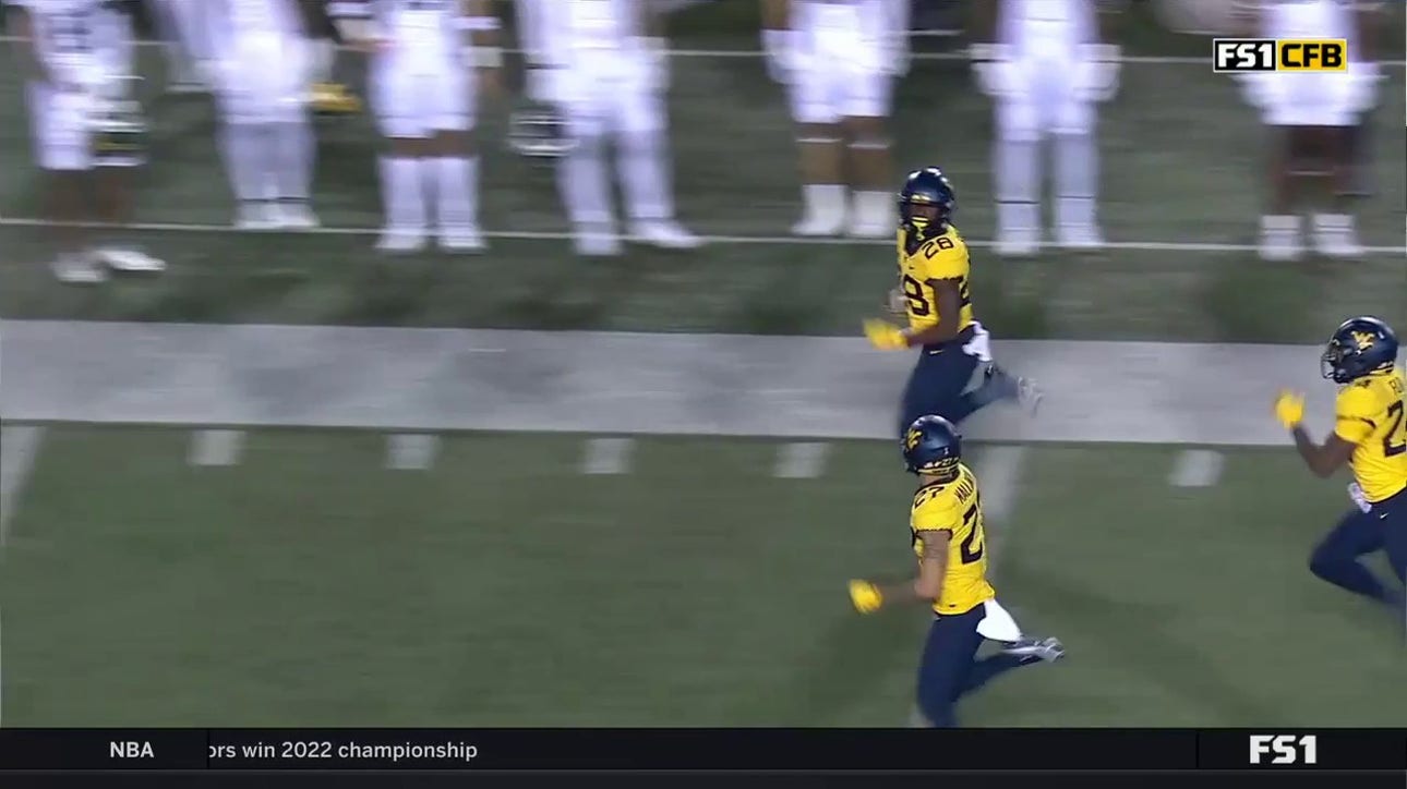 West Virginia blocks a Baylor PAT attempt and Jacolby Spells takes it to the house for a safety