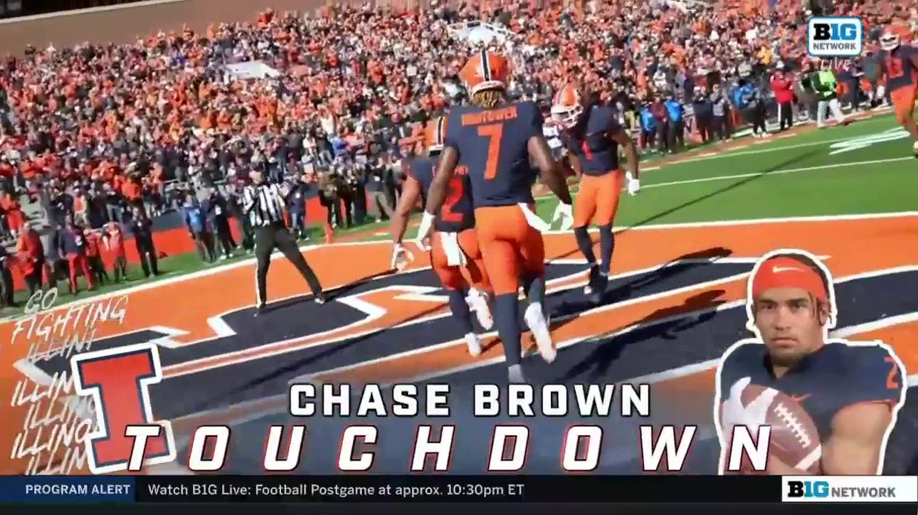 Tommy DeVito connects with Chase Brown for a 40-yard touchdown, Illinois leads 7-0