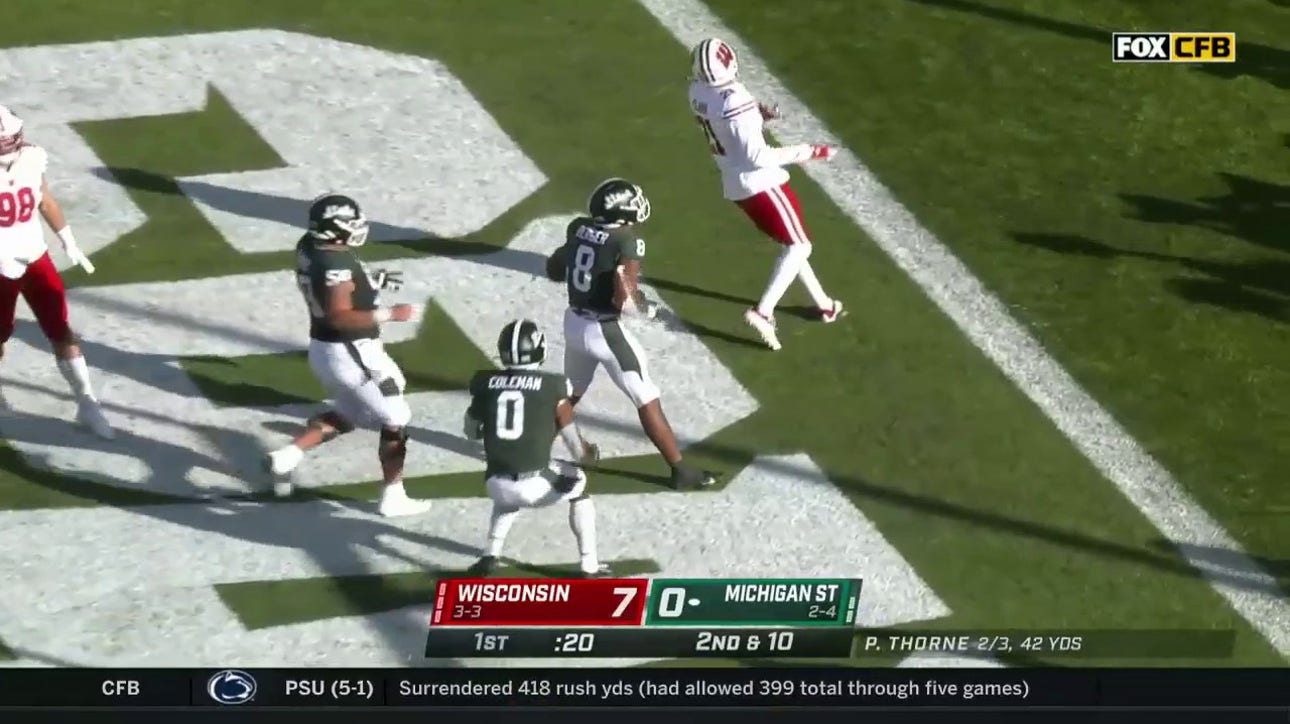 Michigan State fights back after a pick and Jalen Berger 12-yard rushing TD to tie Wisconsin 7-7