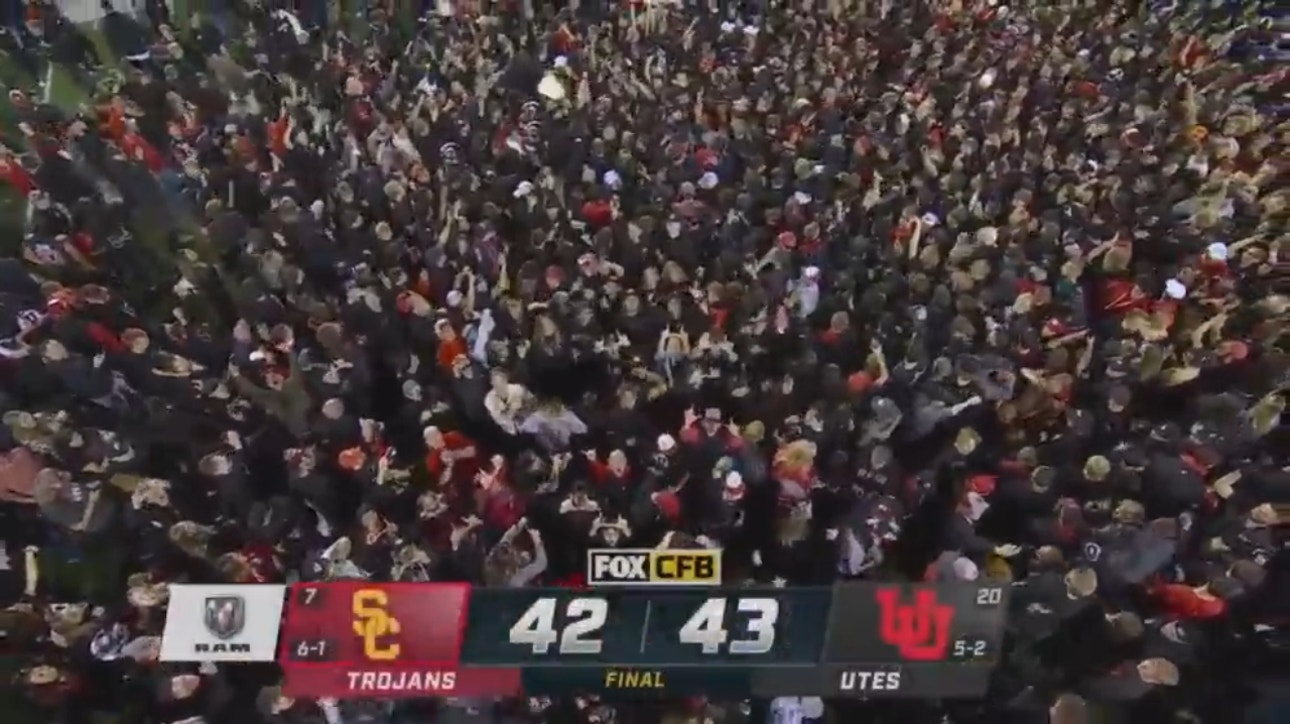 No. 20 Utah rushes the field after defeating No. 7 USC
