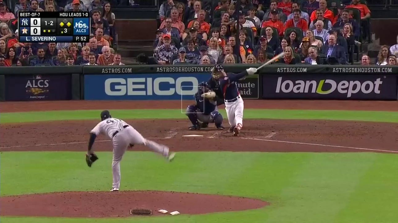 Astros' Alex Bregman blasts a home run deep to left field to put the Astros on the board