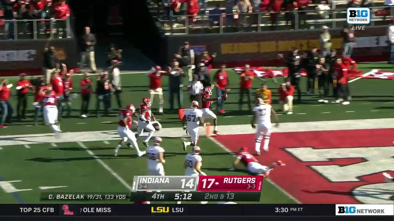 Christian Braswell returns an interception 12 yards for a TD to extend Rutgers' lead to 24-14