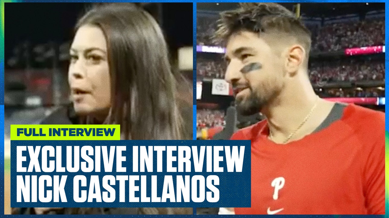 Philadelphia Phillies' Nick Castellanos talks with Alex Curry after the win | Flippin' Bats