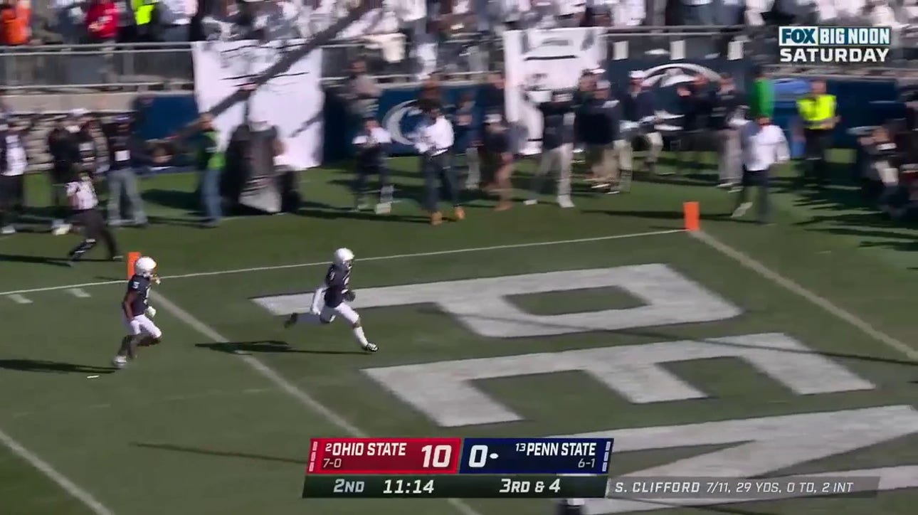 Penn State's Sean Clifford finds Parker Washington for a 58-yard touchdown, the Nittany Lions trail 10-7