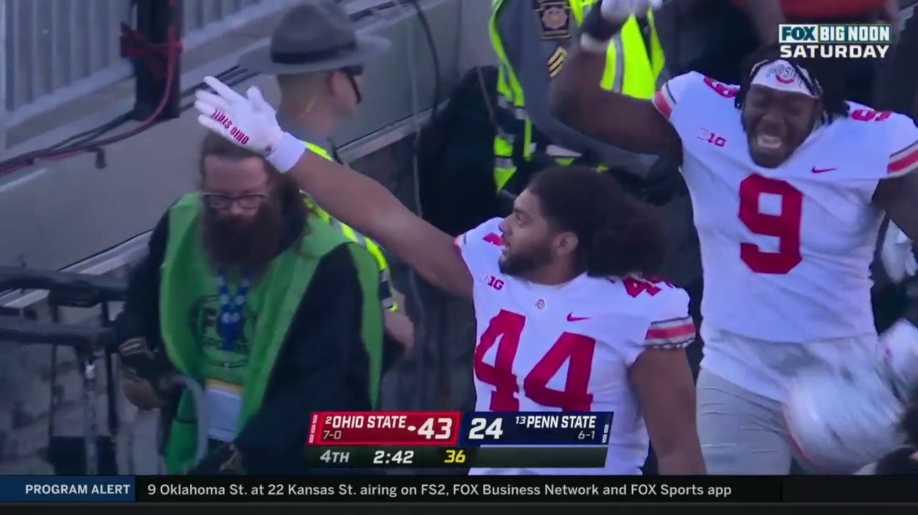 Ohio State extends its lead after J.T. Tuimoloau picks Sean Clifford off and takes it to the house