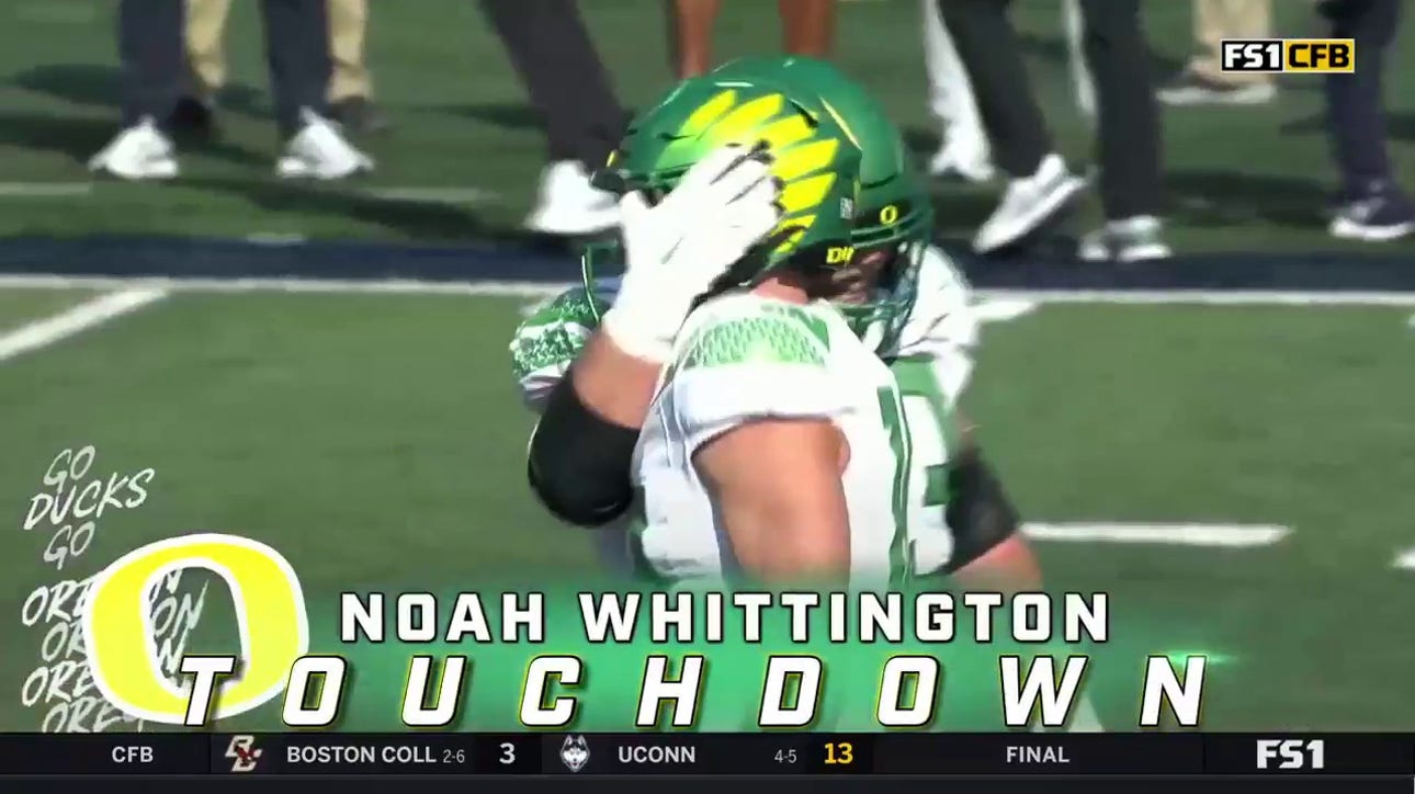 Bo Nix finds Noah Whittington for a 29-yard touchdown to extend Oregon's lead 28-10