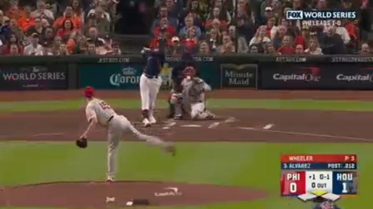 Astros' Jose Altuve, Jeremy Peña, Yordan Alvarez, and Yuli Gurriel rally in the first inning to grab a 3-0 lead against the Phillies