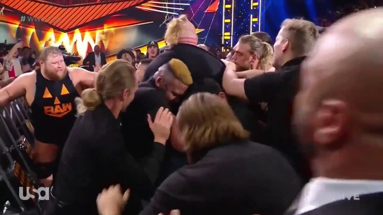 Triple H breaks up Brock Lesnar and Bobby Lashley's brawl on Monday Night Raw | WWE on FOX