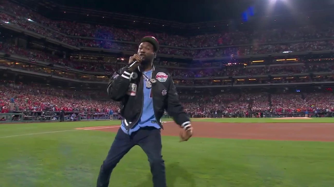 Meek Mill performs 'Dreams and Nightmares' ahead of Phillies-Astros World Series matchup