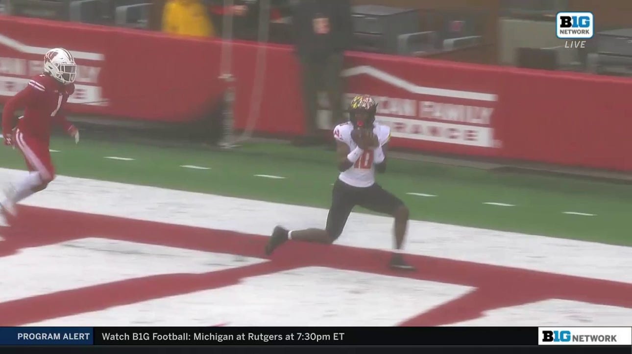 Taulia Tagovailoa connects with Tai Felton for a five-yard TD for the Terps