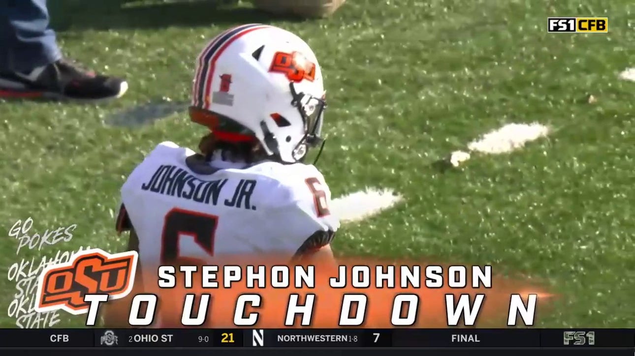 Oklahoma State's Garret Rengel connects with Stephon Johnson for an eight yard touchdown