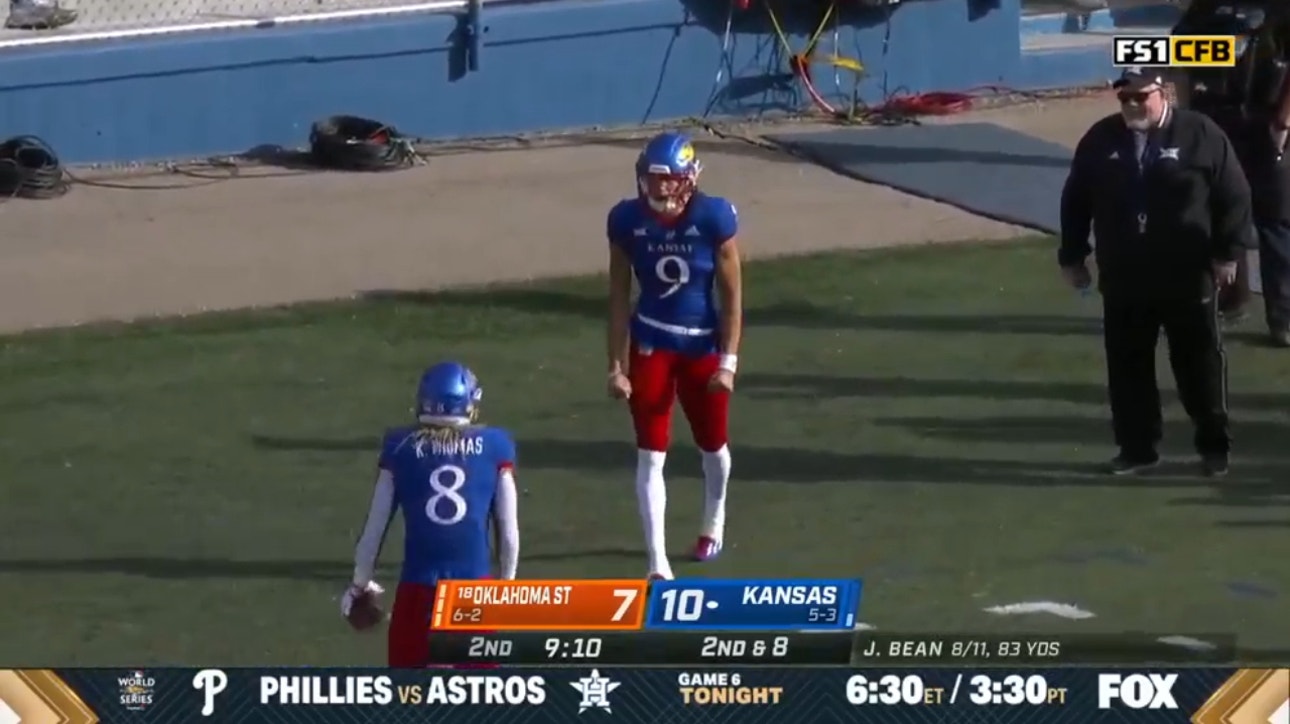 Jason Bean rushes for a 73-yard touchdown to extend Kansas' lead 17-7