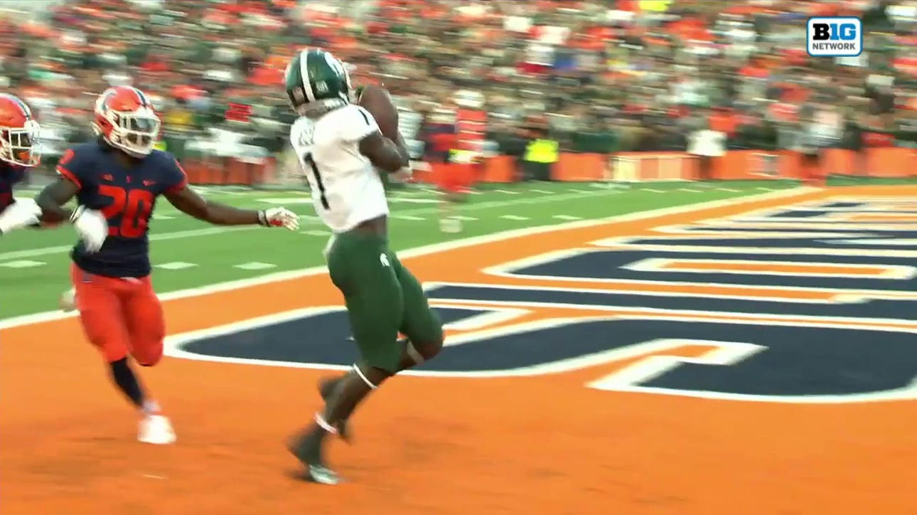 Jayden Reed snags a TD through double coverage to extend the Spartans lead