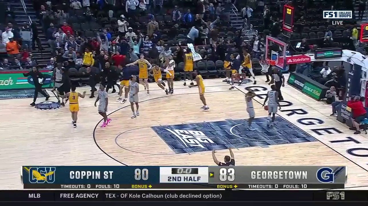 Mike Hood hits the buzzer beater for Coppin State to tie the game against Georgetown