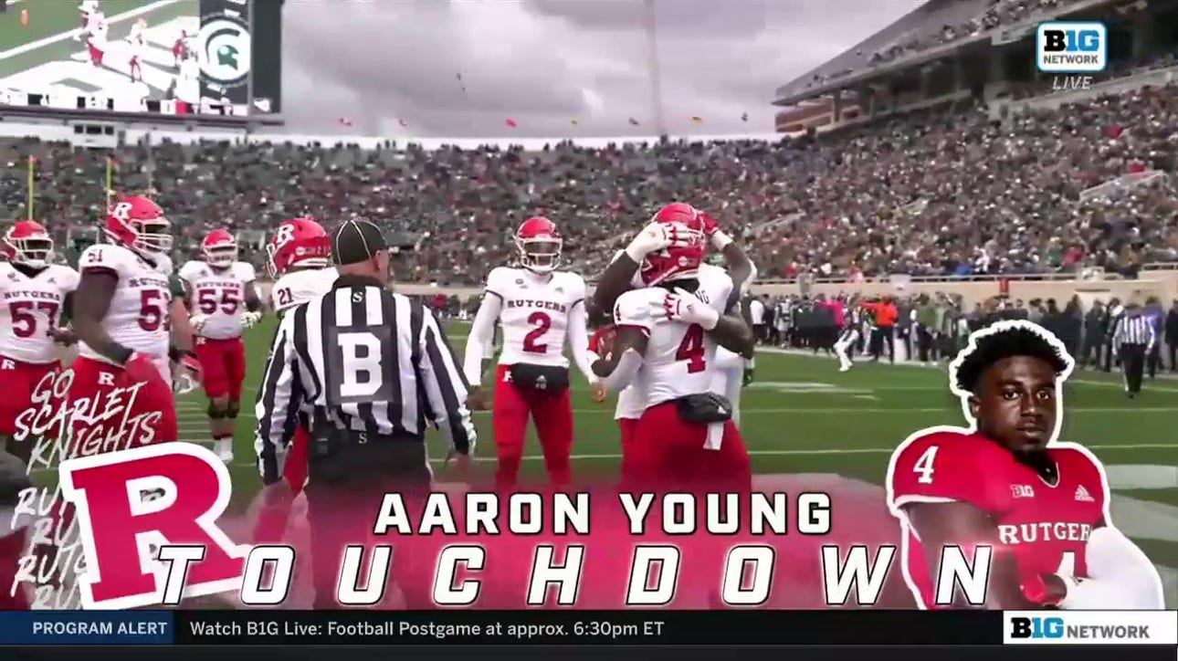 Gavin Wimsatt hits Aaron Young wide open to tie the game for Rutgers