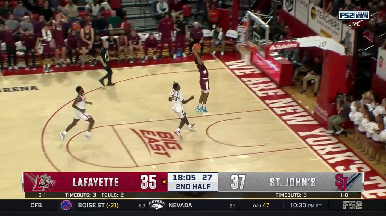 Lafayette's Josh Rivera throws down a fast break dunk