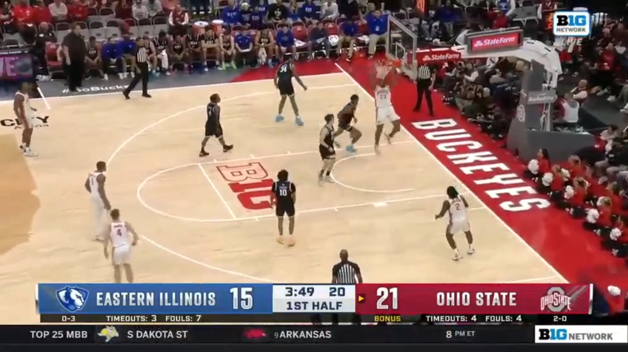 Ohio State's Zed Key rattles the rim to extend their lead against Eastern Illinois