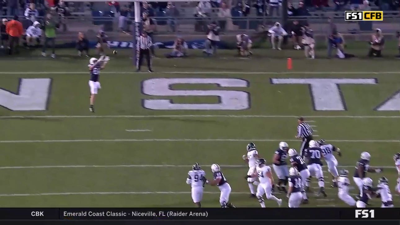 Penn State's Sean Clifford hits Theo Johnson for the 11-yard touchdown pass