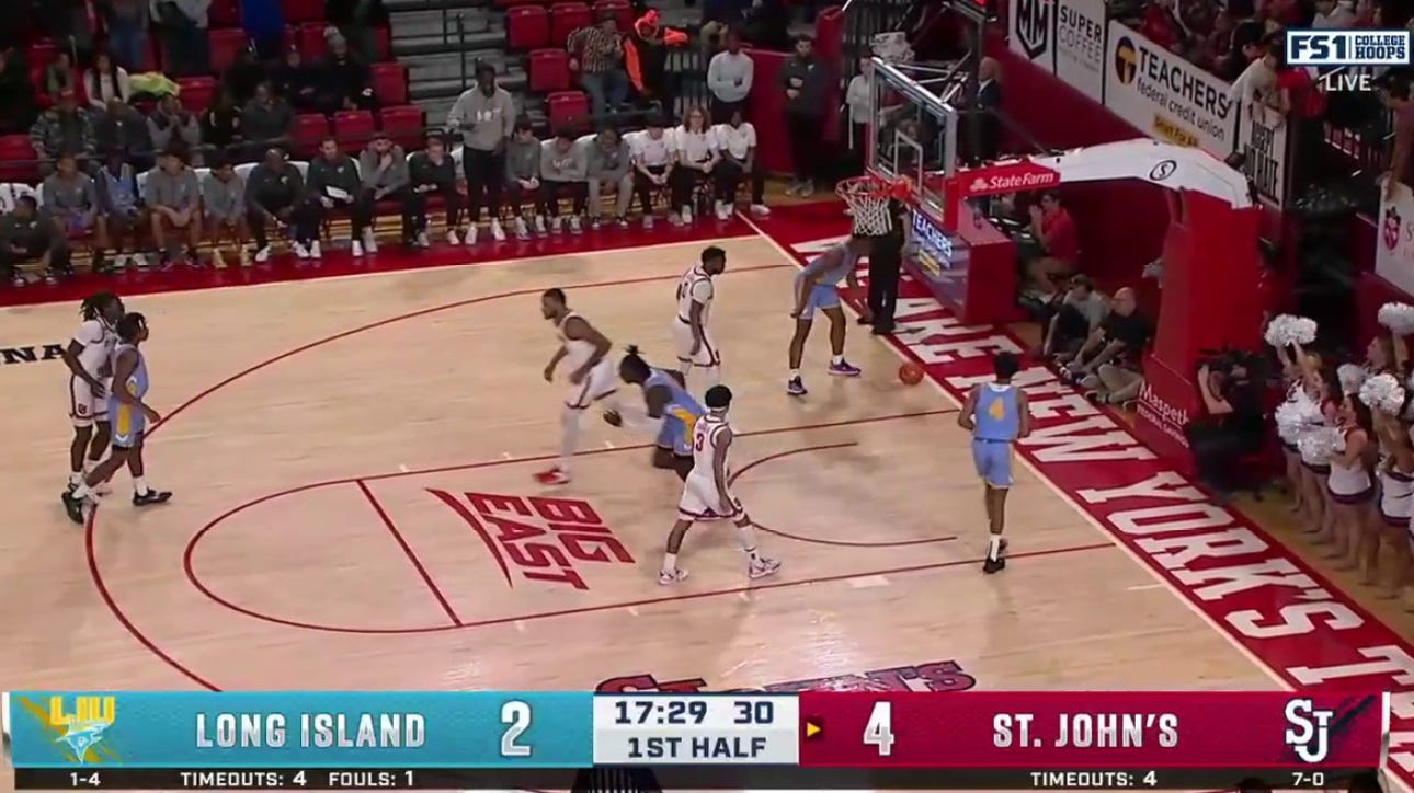 St. John's Joel Soriano's dunk gets Red Storm off to hot start vs Long Island