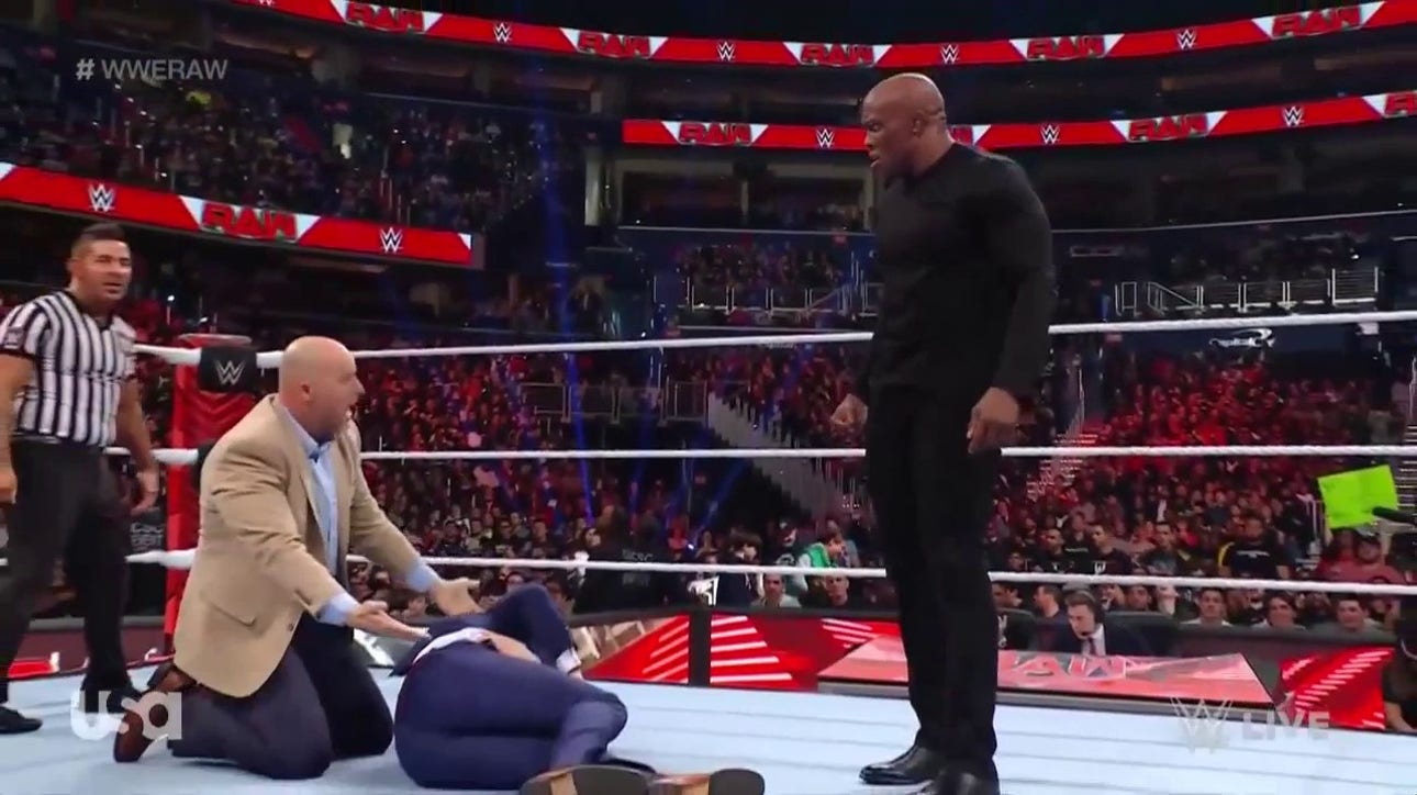 Bobby Lashley spears WWE producer instead of Seth Rollins during a chaotic brawl | WWE on FOX