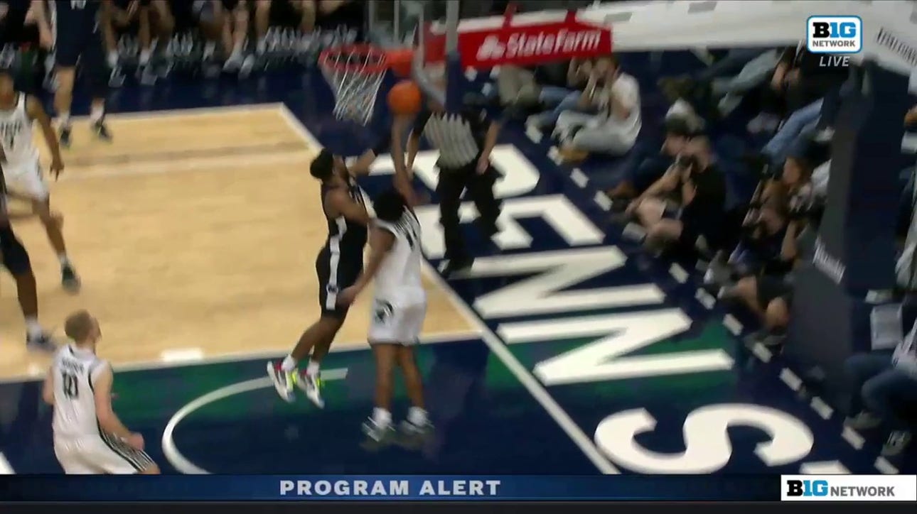 A.J. Hoggard pins a Penn State layup on the glass to seal the Michigan State victory