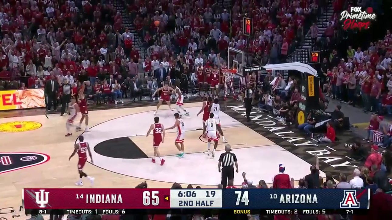 Indiana's Race Thompson drains the three to give him 16 points in the game