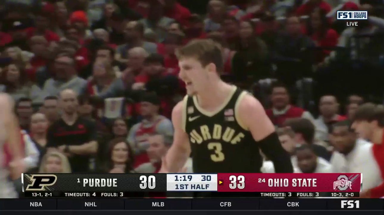 Braden Smith picks the ball handler's pocket and drains a three on the other end as Purdue trims into Ohio State's lead