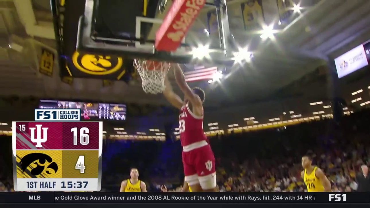 Trayce Jackson-Davis throws down a two-hand jam to increase Indiana's lead