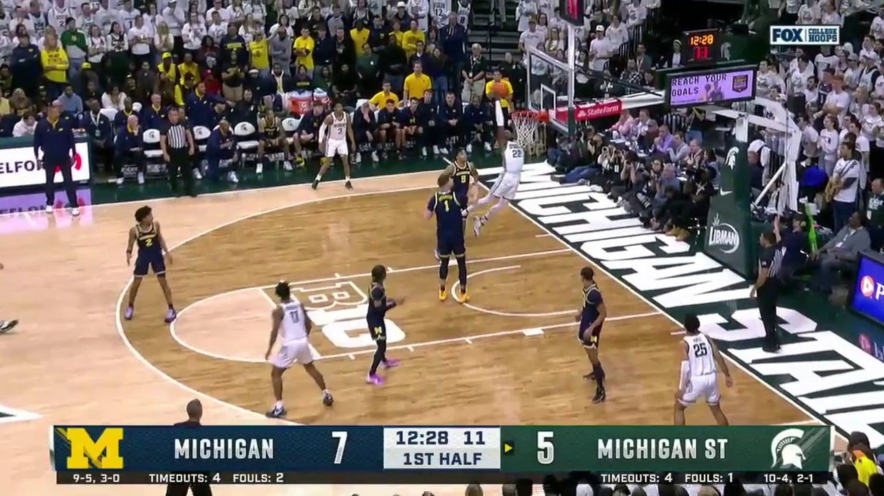 Michigan State's A.J. Hoggard, Mady Sissoko connect early for WILD alley-oop jam vs. Michigan 