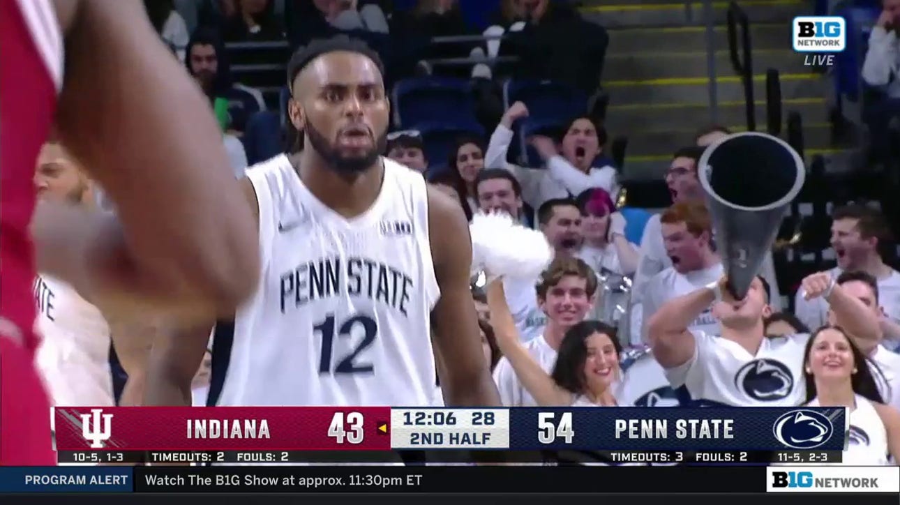 Evan Mahaffey throws down a huge dunk to extend Penn State's lead over Indiana