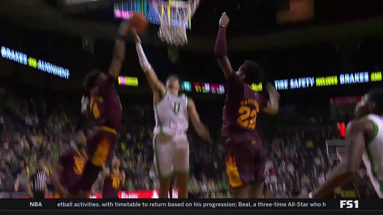 Arizona State's Frankie Collins and Devan Cambridge connect for WILD alley-oop jam in dominant first half over Oregon