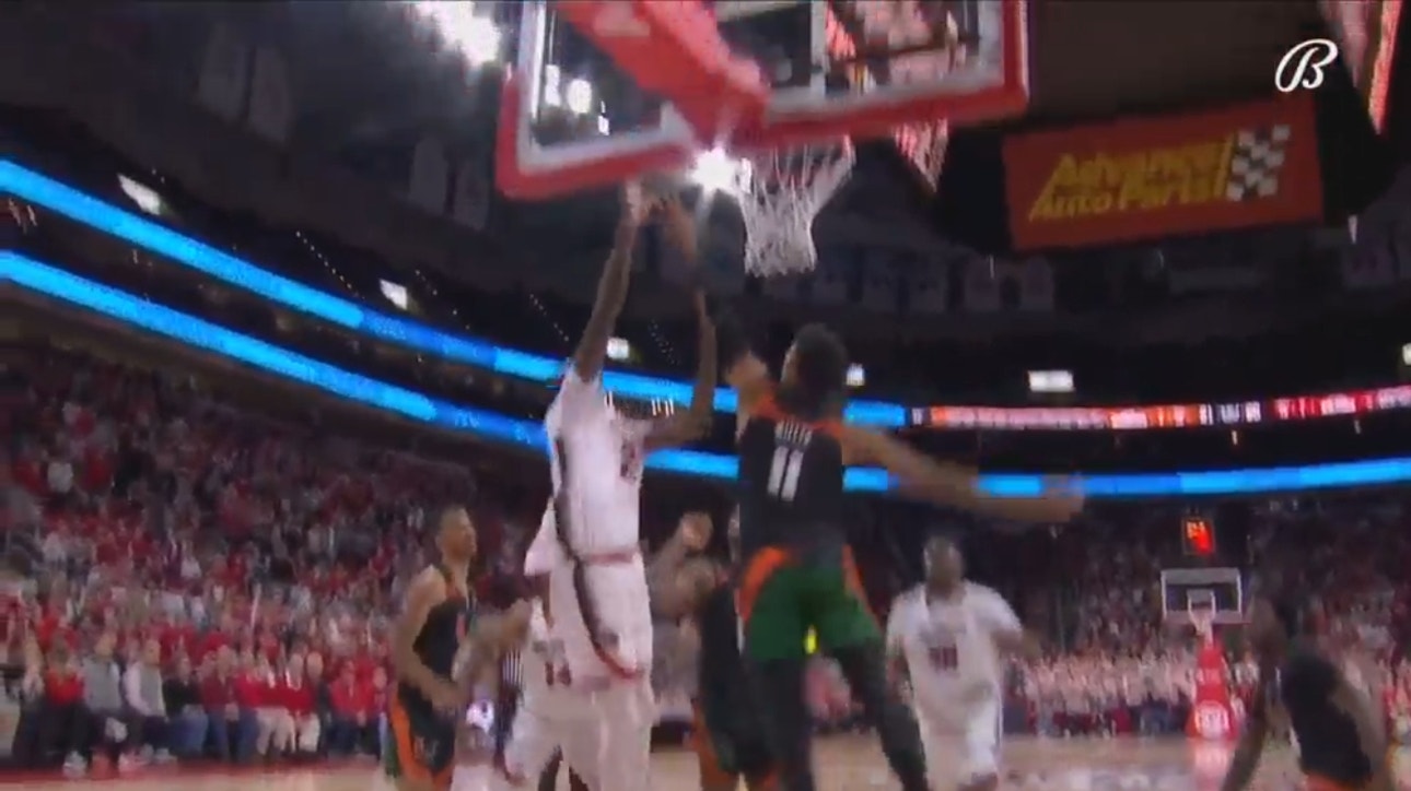 Ernest Ross' offensive rebound and strong putback gives the Wolfpack the 83-31 OT win over No. 16 Miami