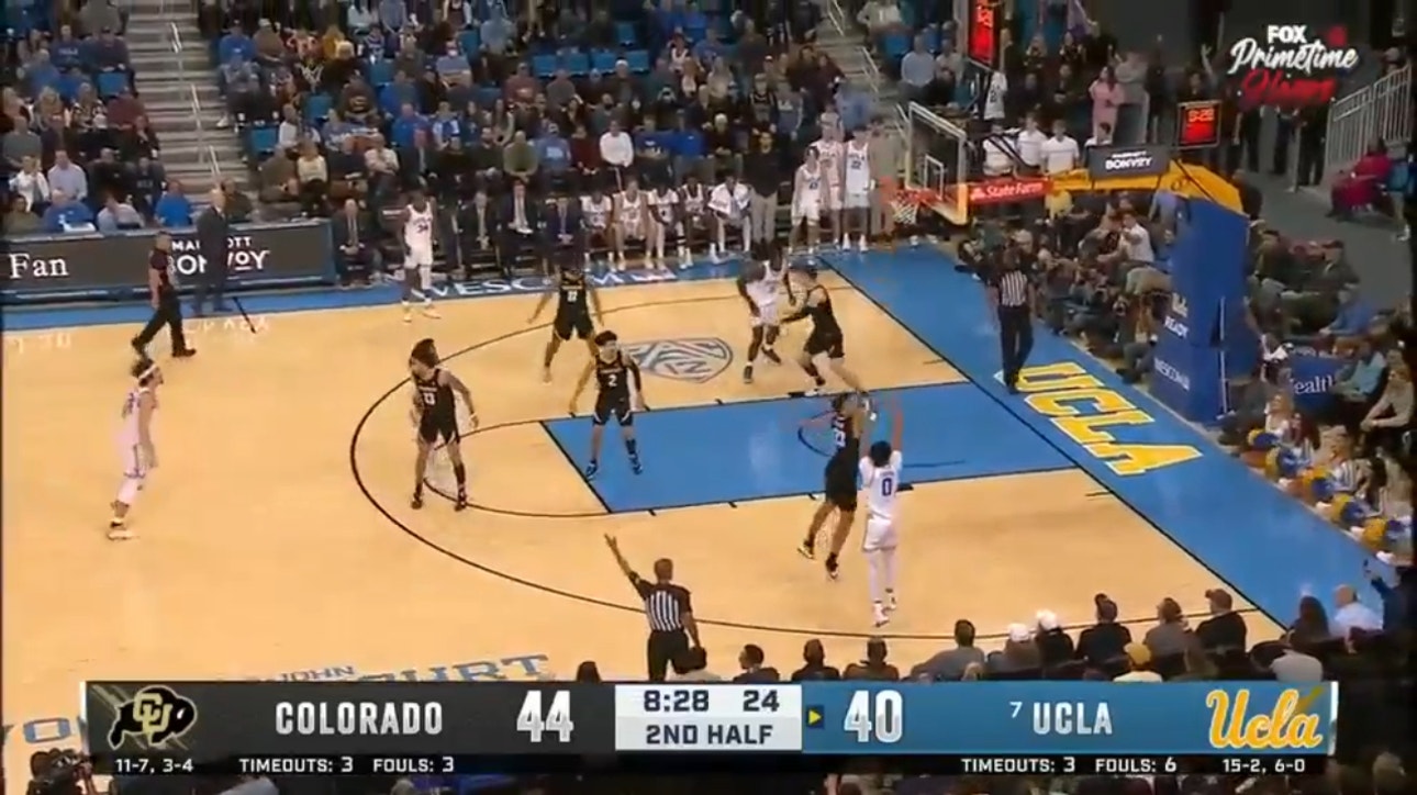 Adem Bona's block turns into a Jaylen Clark three on the other end as No. 7 UCLA trims into Colorado's lead