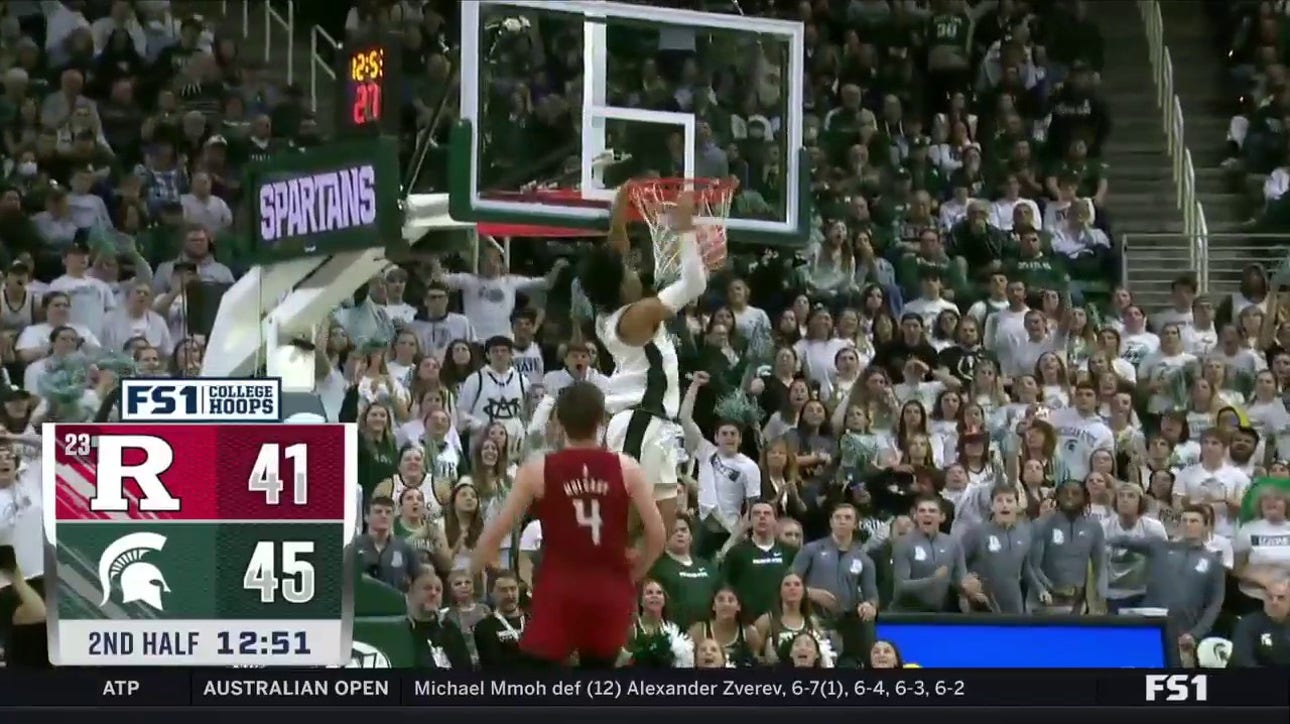 Michigan State's Jaden Akins picks Rutgers' pockets, throws down NASTY fast-break jam