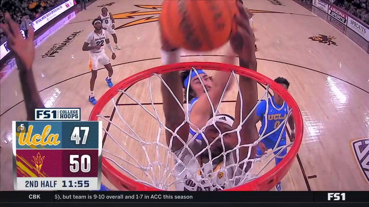 Devan Cambridge hammers in a powerful two-handed jam for ASU to take the lead against UCLA