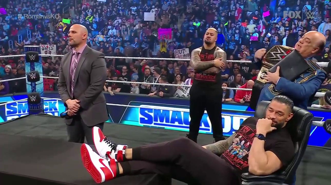 Kevin Owens takes out Roman Reigns at Royal Rumble contract signing on SmackDown! | WWE on FOX