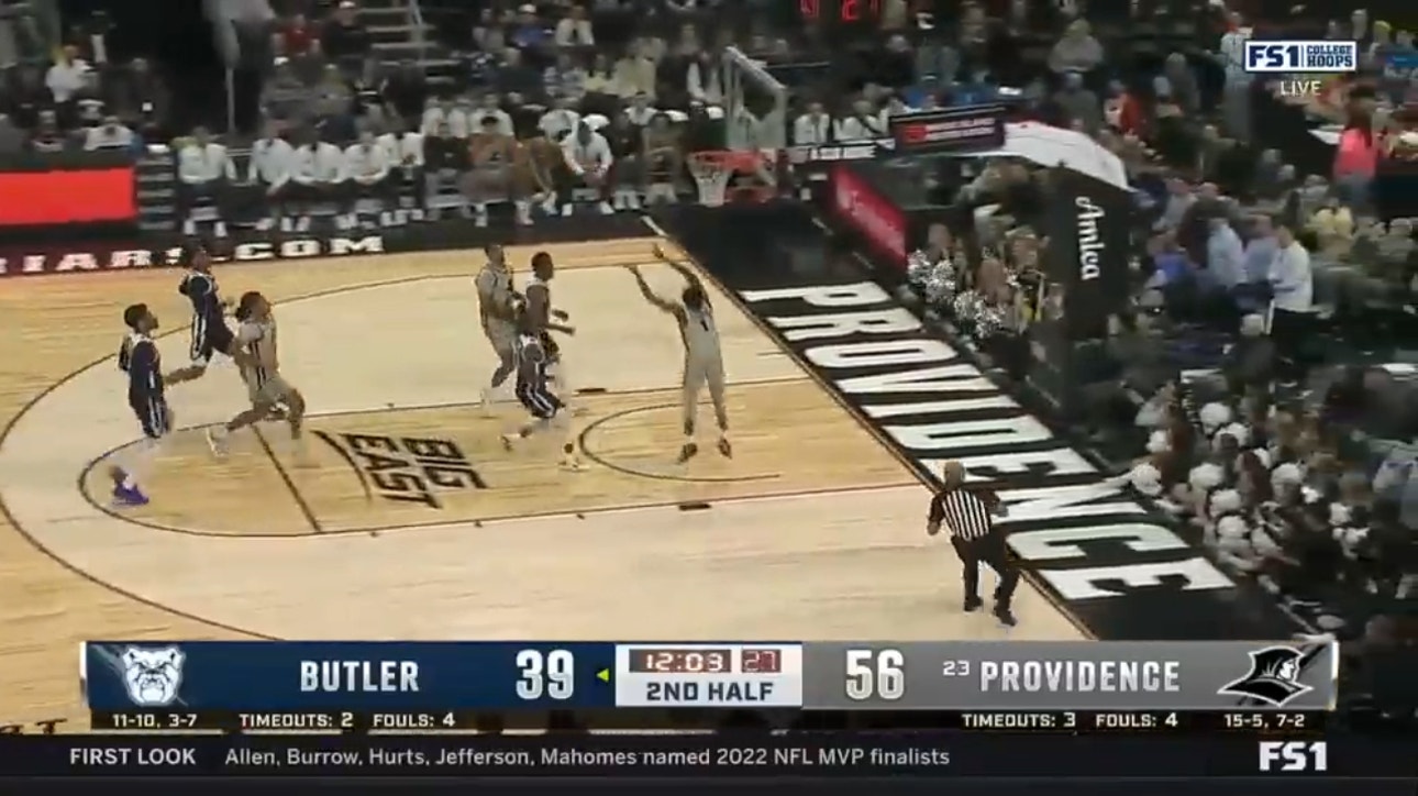 Providence's Bryce Hopkins and Jayden Pierre connect for a NASTY alley-oop jam to extend the Friars' second-half lead over Butler