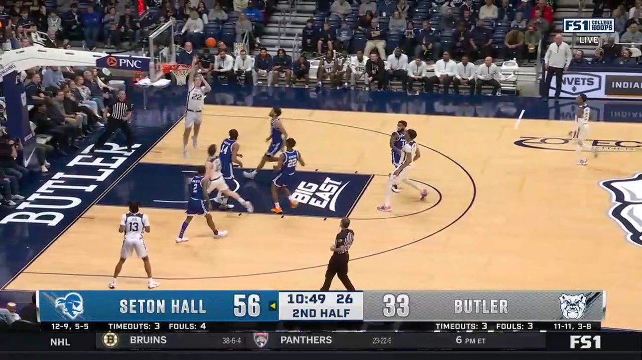 Butler's Connor Turnbull makes a one-handed dunk against Seton Hall