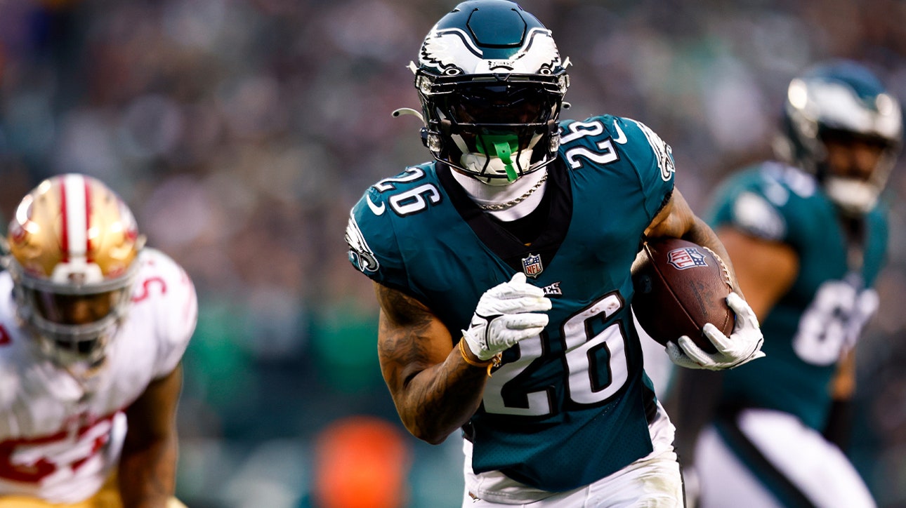Philadelphia's Miles Sanders bursts past the 49ers' defense for a 13-yard TD in the Eagles' win vs. 49ers in NFC title game
