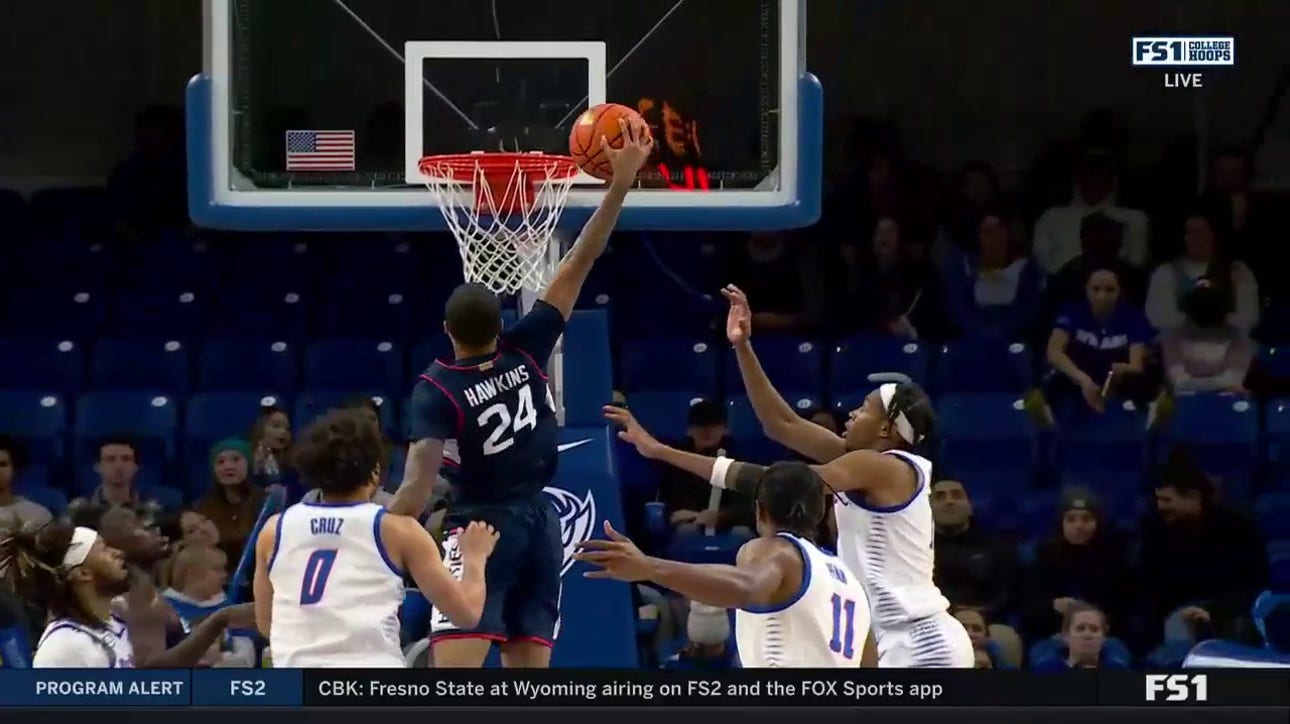 UConn's Jordan Hawkins delivers a massive one-handed jam against DePaul