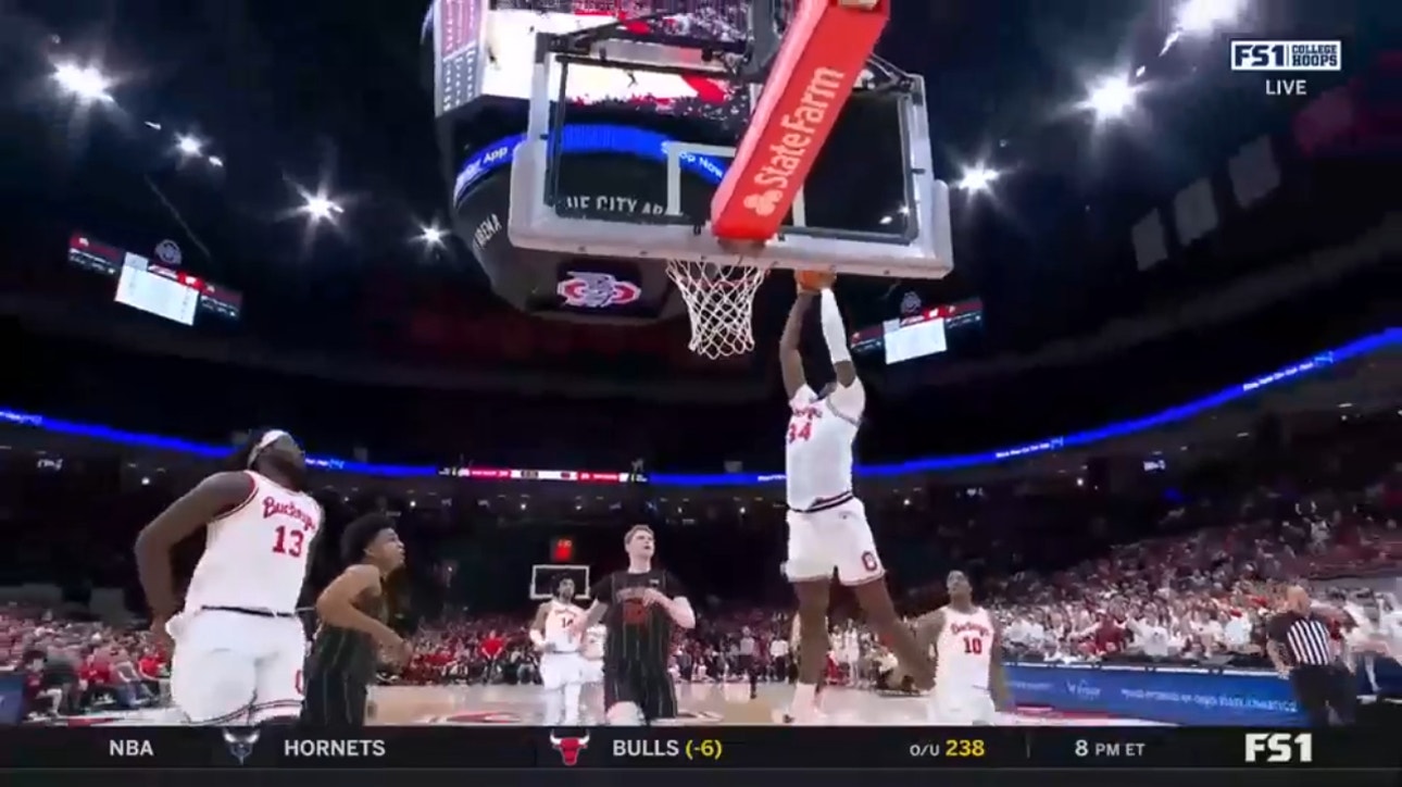 Ohio State's Felix Okpara hammers home alley-oop jam from Isaac Likekele