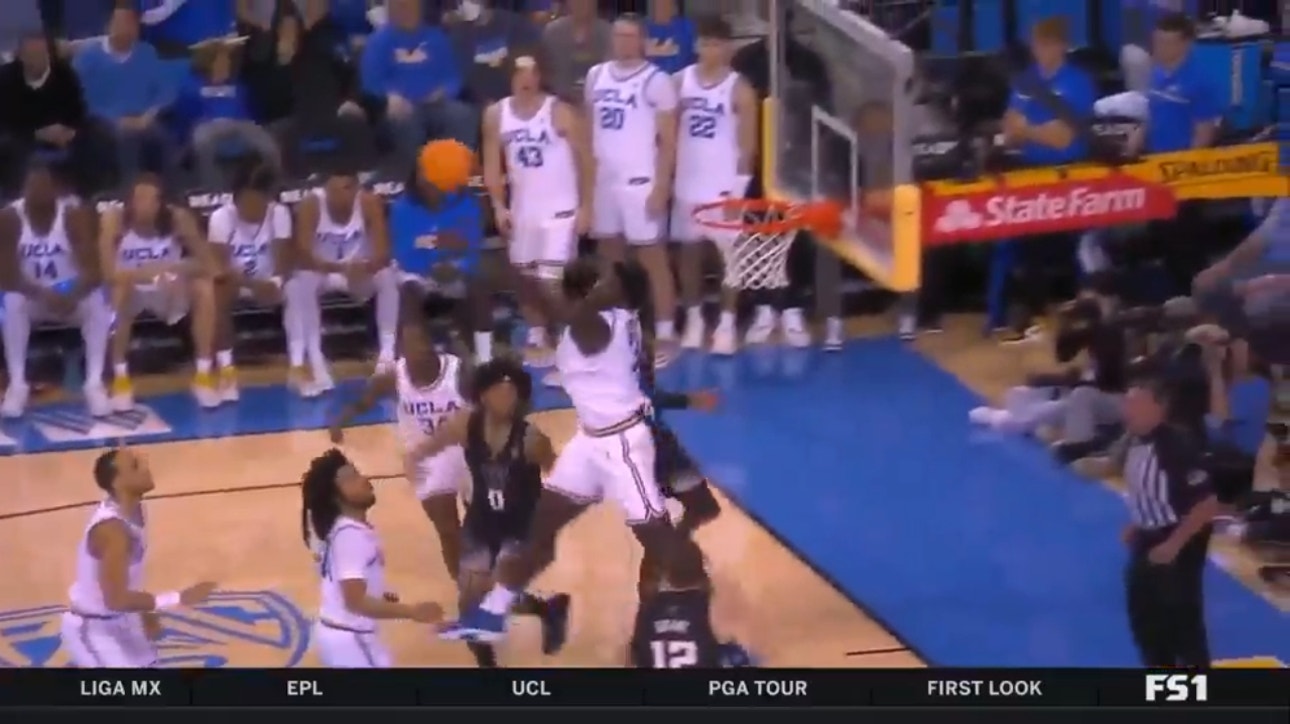Adem Bona hustles for a block then throws down a MONSTER slam to extend UCLA's big first half lead over Washington