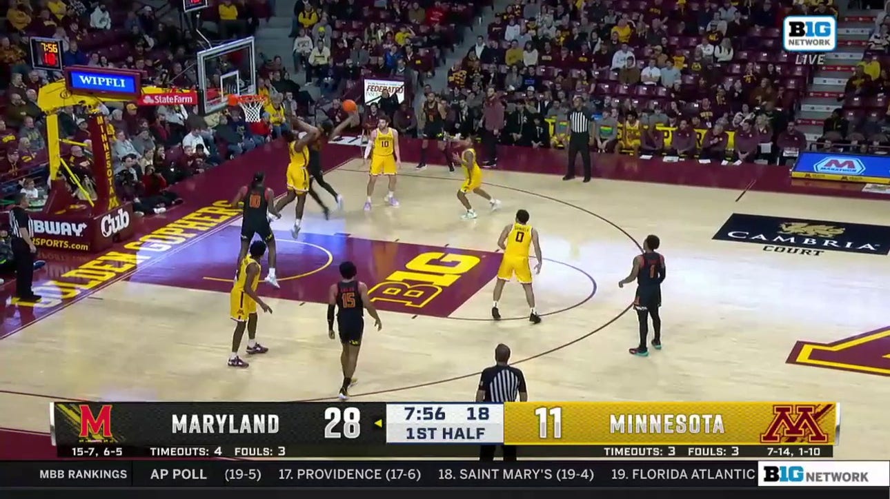 Minnesota's Pharrel Payne records an ABSURD block against Maryland