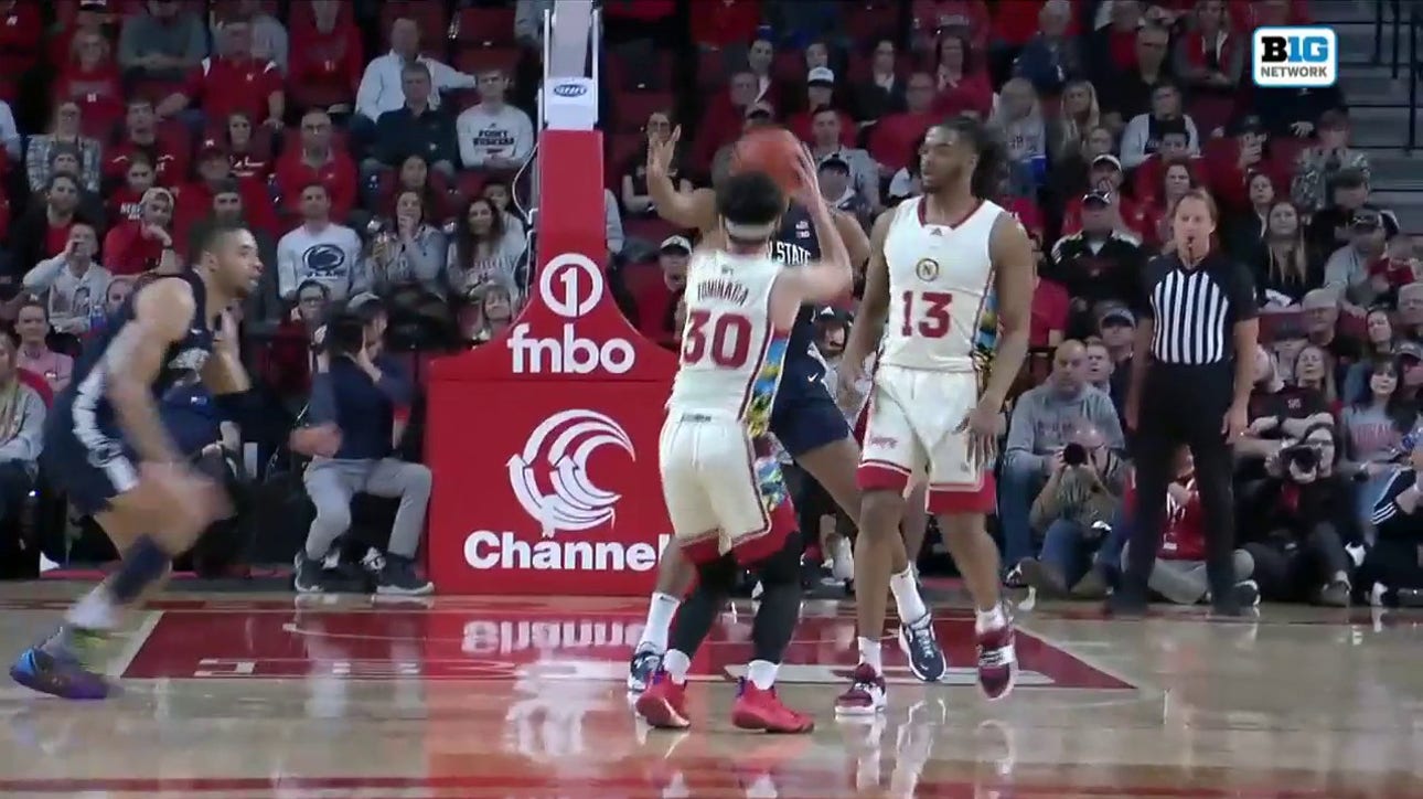 Nebraska's Keisei Tominaga makes an incredible 3-point jumper after grabbing his own rebound