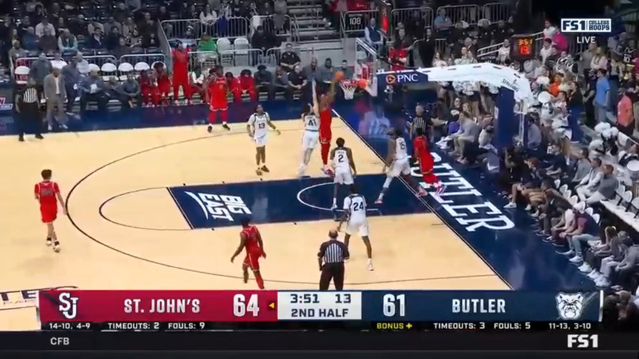 St. John's Joel Soriano throws down a strong dunk over Butler